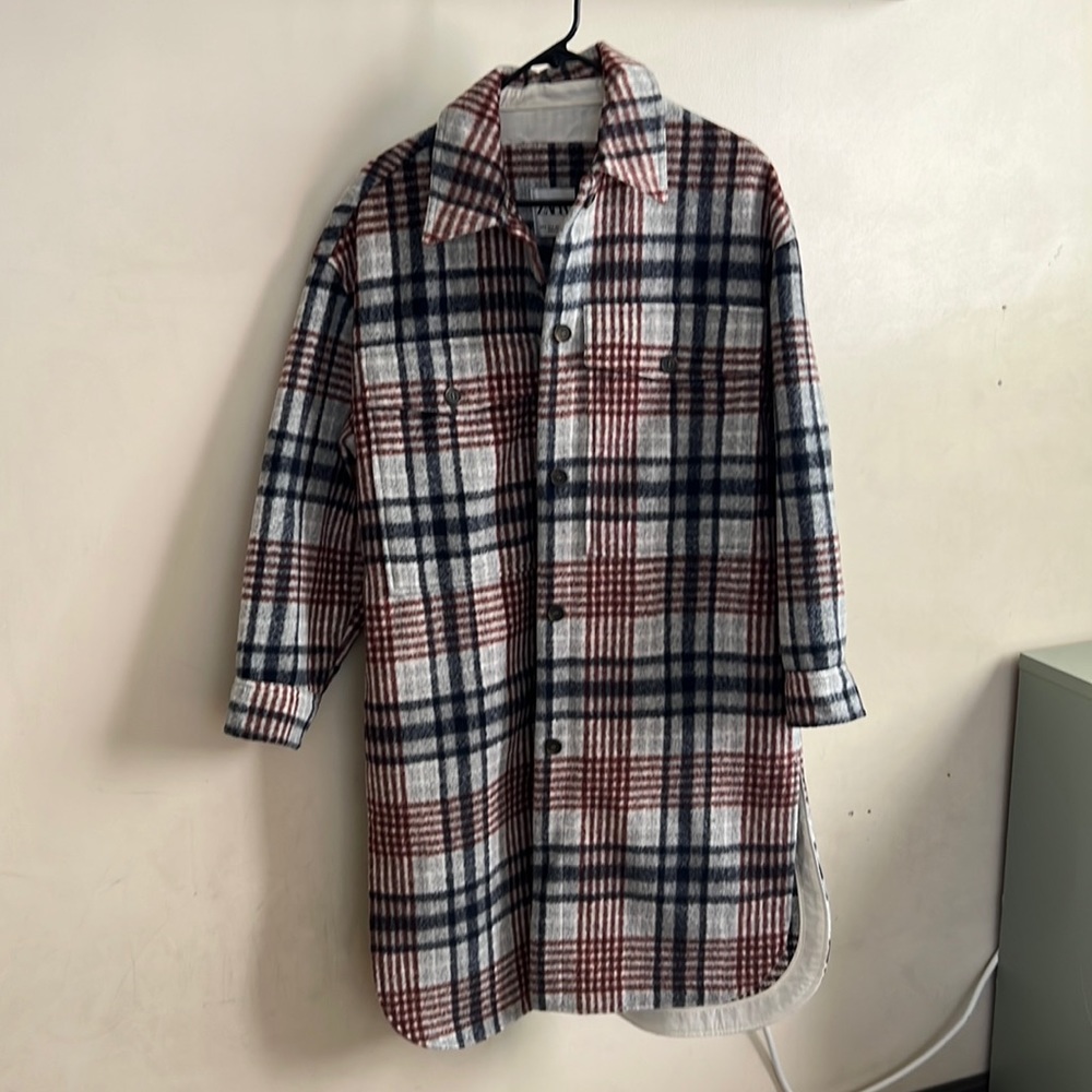 Zara long plaid over shirt